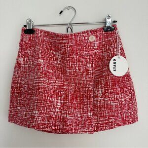 STAUD Red and White Mini Skirt